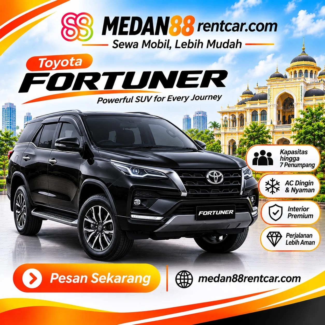 Sewa Toyota Fortuner GR Sport 2.8 Diesel Medan